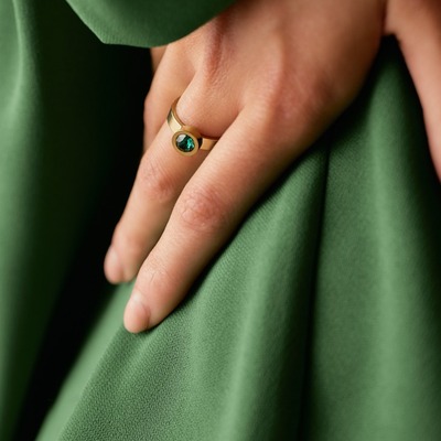 A golden, skin friendly ring with a stunning green stone 💚
--
En gyllene hudvänlig ring med en fantastisk grön sten 💚